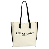 Sac fourre-tout en toile imperméable personnalisé avec broderie, poignées en cuir, pour femmes, usage décontracté, shopping, plage, noir, grand format