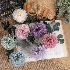 Bola de crisantemo artificial, flor de simulación, fabricante de ramos de boda, decoración del hogar, guía floral para paredes. - Product Image 1
