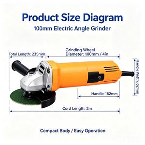 מטחנת זווית חשמלית 100mm 750W בדרגה תעשייתית עם מתג הדק רב תכליתי חיתוך מתכת ליטוש הסרת חלודה - Product Image 5