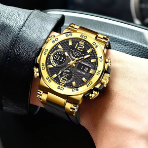 LIGE 2024 Montres de sport pour hommes <span class=keywords><strong>Bracelet</strong></span> en <span class=keywords><strong>silicone</strong></span> souple résistant à l'eau Horloge pour homme Montres-bracelets de luxe lumineuses pour hommes FB0033 - Product Image 5