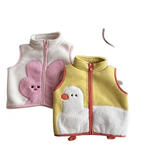 Child Vest Cartoon Fleece Warm Autumn Winter Outerwear Beige Yellow Off White Cotton - Product Image 5