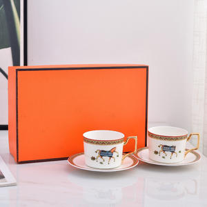 Tasses et soucoupes en porcelaine fine européenne de luxe, best-sellers, pour le thé de l'après-midi pour 2 personnes - Product Image 2