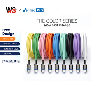 Cable de Carga Rápida Tipo-C con Luz LED para Coche, 240W, Silicona Líquida RGB, Cable de Carga Rápida <span class=keywords><strong>USB</strong></span> C con Luz Nocturna para iPhone y Android - Product Image 1