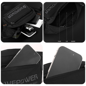 Sac banane/sac de poitrine unisexe léger en nylon pour le sport, avec logo personnalisé, motif lettres, fermeture éclair, résistant à l'eau, pour homme - Product Image 5