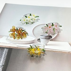 Bague en verre artisanale Zibo, fleur en verre, fleur artificielle, ornement créatif fait main, cadeau exclusif pour marché de nuit - Product Image 1