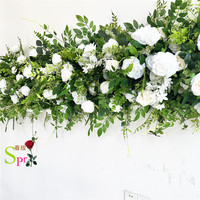Panneau mural de fleurs artificielles en soie SPR personnalisé avec verdure, toile de fond florale pour arche de mariage, fête, décoration de la maison