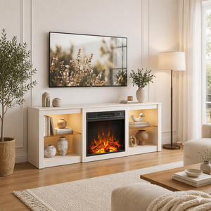 Soporte para TV de 18 Pulgadas con Chimenea Decorativa, Calentador Eléctrico con Efecto de Llama 3D Realista, Chimenea Eléctrica Empotrada Moderna - Product Image 1