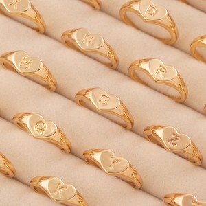 Bague en Cuivre Électroplaqué en Forme de Cœur Simple et Tendance pour Femme, Bijou de Main Polyvalent Haut de Gamme, Vente en Gros - Product Image 1