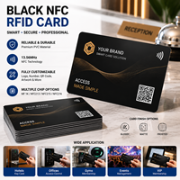 Tarjeta de Acceso NFC RFID MF 1K NFC213/215/216 Negra Personalizada para Control de Acceso en Hoteles, Membresías e Identificación