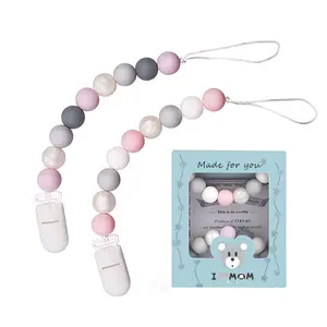 Clips de silicona para chupete para bebés, niños y niñas, paquete de 2 soportes para chupete sin BPA