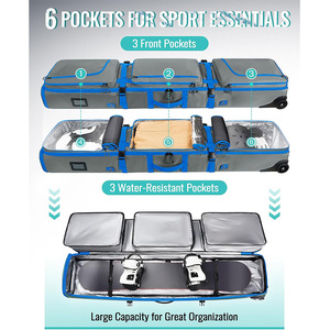 Convertible Ski <b>Bag</b> Backpack With Wheels Snowboard <b>Roller</b> <b>Bag</b> 6 Pockets Adjustable Length Shoulder Strap For Men Women Travel - Product Image 3