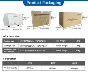 Nhiệt Nước Một Cách Nhanh Chóng 3500W-5500W 220V Vô Bước Núm Điều Khiển Nhiệt Độ Phạm Vi 25 ° C-55 ° C Điện <span class=keywords><strong>Tankless</strong></span> Mini Máy Nước Nóng - Product Image 3