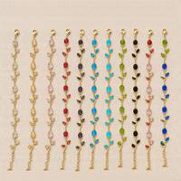 Bracelet Tulipe Personnalisé avec Revêtement PVD, Acier Inoxydable, Breloque Fleur Dorée, Bijou en Pierre Facettée, Réglable, Cadeau pour Femme