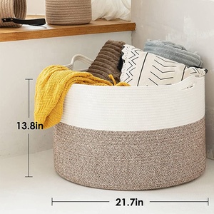 Panier à <span class=keywords><strong>linge</strong></span> pliable en <span class=keywords><strong>corde</strong></span> de coton grande capacité, best-seller, pour couvertures et vêtements - Product Image 2