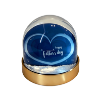 Globe à neige en acrylique écologique avec insertion photo personnalisée, motif de dessin animé, base dorée, décoration de bureau à domicile pour la Saint-Valentin et Noël