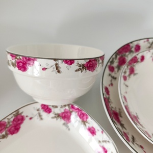 Juego de vajilla de cerámica con diseño hermoso y elegante con calcomanías con estilo-Platos Cuencos Bandeja para servir para cenar, acampar y regalar - Product Image 2