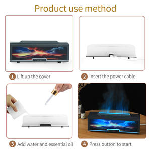 Difusor de aroma con luz de llama simulada de chimenea, humidificador de 0.5L con conexión USB para uso en el hogar y la oficina, con función de temporizador. - Product Image 5