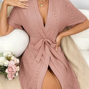P272 Vestaglia Estiva <span class=keywords><strong>da</strong></span> Donna Taglie Forti, Sottile, a Maniche Corte, Traspirante e Comoda per Casa e <span class=keywords><strong>Notte</strong></span> - Product Image 1