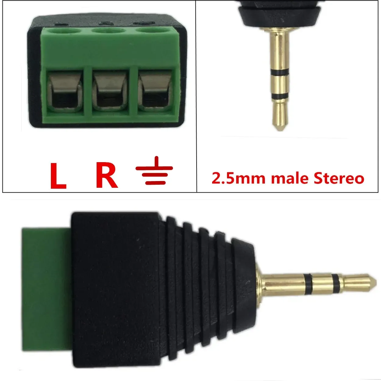 Adaptor konverter Balum Headphone Pria Terminal sekrup Video Audio Stereo 4 tiang 3 2.5mm jantan 2.5mm