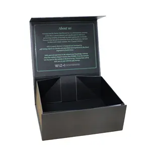 Venta al por mayor de lujo de cartón plegable negro embalaje plegable ropa Cierre magnético caja de regalo con logotipo personalizado