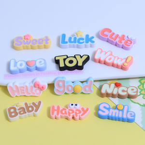 Offre Spéciale couleur brillante bébé mignon résine amour chanceux bon bonjour mots pour pince à cheveux décoration crème colle accessoires - Product Image 4