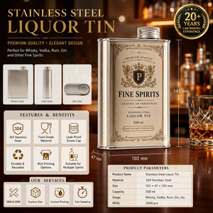 Bouteille de vin vide en acier inoxydable de 500 ml, récipient de stockage hermétique en métal pour whisky, vodka, rhum - Product Image 2