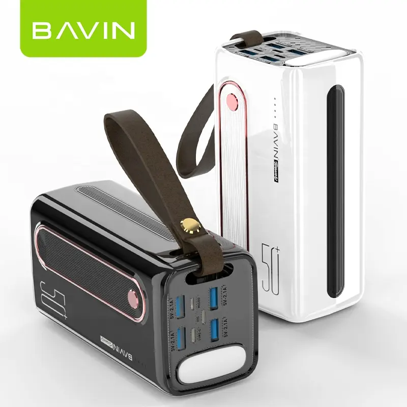 BAVIN PC066 High quality 50000mah LED light big capacity power bank 4 usb output/3port input portable power bank