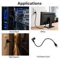 Câble d'alimentation C13 à angle droit NEMA 5-15P vers IEC C13, câble CA 18AWG 10A 125V mis à la terre pour PC de bureau, moniteur, imprimante, noir