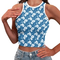 Débardeur sexy pour femme à imprimé hibiscus hawaïen, personnalisé, coloré, pour yoga et gym, sans manches, impression à la demande, sublimation