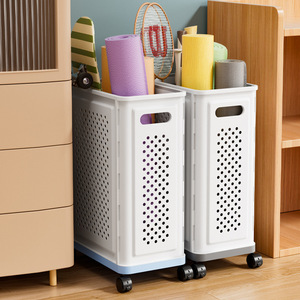 Organisateur d'équipement de fitness Bin, style moderne et minimaliste, panier de rangement à roulettes pour le <span class=keywords><strong>badminton</strong></span>, panier à linge sale - Product Image 1