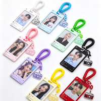 Porte-clés esthétique coloré transparent pour pièces de monnaie, avec cordon en spirale anti-perte, léger, tendance, en PVC