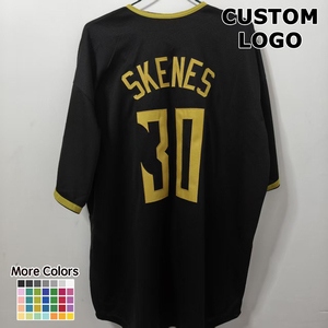 Maillot de baseball brodé sur mesure, directement de l'usine # 30 uniformes d'équipe en polyester noir et or pour hommes et jeunes, vente en gros, OEM, haute qualité - Product Image 2