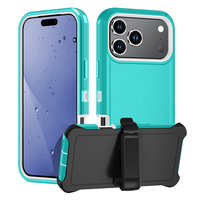 MOQ 500 Étuis robustes 3-en-1 avec clip ceinture et béquille pour iPhone 18 Pro Max, 17E, 16E, 16 Plus – Coque de protection en plastique renforcé