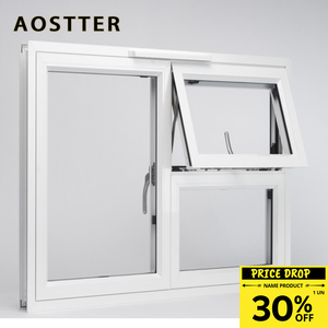 Fenêtre à auvent en aluminium AOSTTER résistante aux impacts <span class=keywords><strong>de</strong></span> cyclone avec panneau d'opacification anti-givre et poignée <span class=keywords><strong>de</strong></span> verrouillage sécurisée pour maisons modernes - Product Image 1
