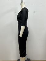 Nouvelle Robe Vintage Mi-longue Plissée Noire Décontractée et Sexy pour Femme, Col en V, en Similicuir PU, Effet Amincissant et Sculptant la Taille