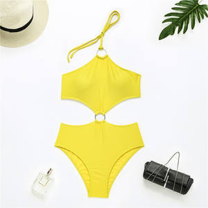 <span class=keywords><strong>Aliexpress</strong></span>-<span class=keywords><strong>Bikini</strong></span> de cintura alta para mujer, bañador Sexy de una pieza, traje de baño con tirantes cruzados de Color sólido, gran oferta 2022 - Product Image 3
