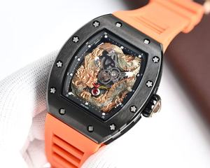 Reloj Mecánico con Movimiento Automático a Prueba de Agua, Diseño de Dragón Tallado en Color Naranja - Product Image 6