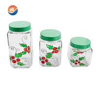 Bocaux de rangement en verre pour bonbons, noix, café, thé, sucre, pâtes, imprimés en sérigraphie avec sceau doré, avec couvercle métallique, marque BROTHER