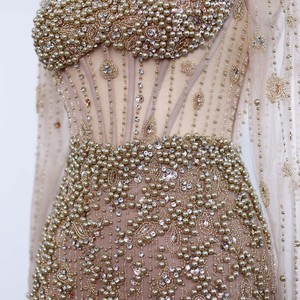 Jancember LSZ148 Illusion Pearls Square Collar Mermaid Vestidos de fiesta de noche - Product Image 6