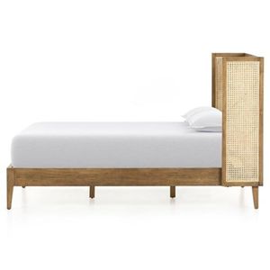 Durable Cane Wood Wingback Bed Natural Woven Rattan Solid Wood <b>Frame</b> Luxury Bedroom Furniture for High End Home Hotel Use - Product Image 2