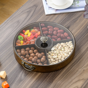 Retro Bamboo Nut <b>Tray</b> With Dividers And Lid For Home Teahouse Hotel Use - Product Image 2