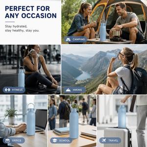 Custom logo 350ml 500ml 750ml 1000ml Stainless Steel Vacuum Flask Soft Rubber Paint Insulated Gym Sport Water Bottle with Handle - Product Image 4