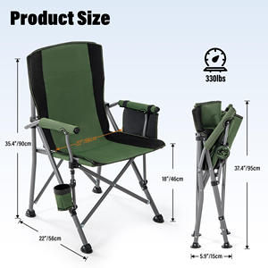 Heavy Duty Lumbar High Back Portable <b>Camping</b> Chair Hard Arm Foldable <b>Camping</b> Chair With <b>Cup</b> Holder - Product Image 2