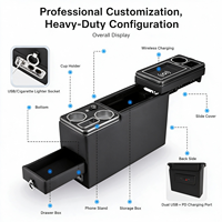 Boîte d'accoudoir centrale pour MPV 6 places compatible avec Toyota Noah Voxy Granvia Vellfire Land Cruiser, avec porte-gobelets et éclairage LED