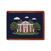 Dompet Golf Kulit Asli Needlepoint dengan Pola Bordir Kustom, Tempat Kartu, Dompet Kulit Full Grain untuk Pria, Aksesoris Golf