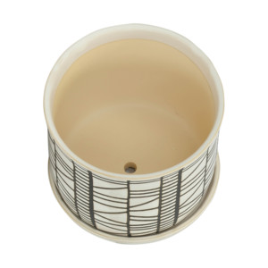 Set di vasi da fiori in ceramica con sottovasi, design geometrico moderno per uso interno ed esterno - Product Image 6