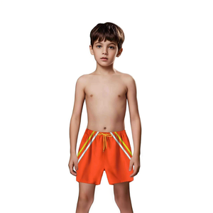 Short de bain HDJ pour garçon, orange, séchage rapide, taille élastique avec cordon de serrage, taille 4 6 8 10 12 - Product Image 1