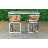 Mobilier d'extérieur moderne en métal, ensemble de chaises et de tables de bar en acier inoxydable, chaise haute en plastique, tabouret de bar, table de bar en verre