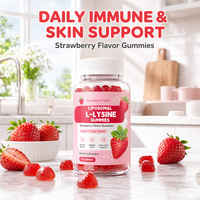 Gummies liposomales L-Lysine à marque privée OEM avec Vitamine C, Zinc, Biotine, saveur fraise, pour soutenir l'immunité et la santé de la peau, 60 unités