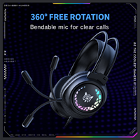 Casque de jeu ONIKUMA X92 USB noir, son stéréo, lumière LED, casque filaire avec micro pour jouer à des jeux et écouter de la musique